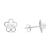 Aros de Plata 925 Figuras de Flor Pequeña con Perla