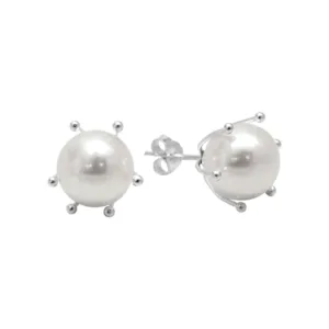 Aros de Plata 925 Perla con Pistilo