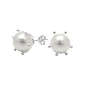 Aros de Plata 925 Perla con Pistilo Derecha