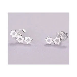 Aros de Plata Diseño 3 Estrellas Fondo