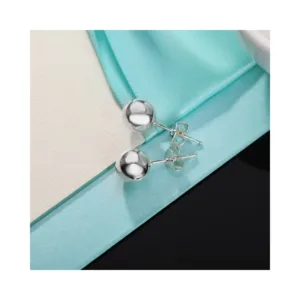 Aros de Plata Esferas Lisas 8 mm Caja