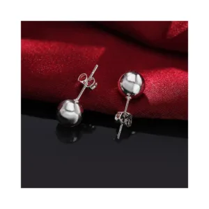 Aros de Plata Esferas Lisas 8 mm Fondo