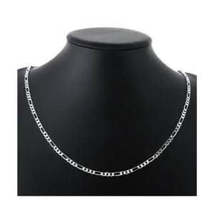 Cadena Figaro Plateada 4 mm Exhibidor