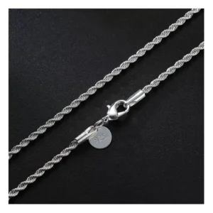 Cadena Plateada Acero Tourbillon 2 mm Broche