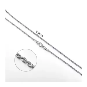 Cadena Plateada Acero Tourbillon 2 mm Grosor