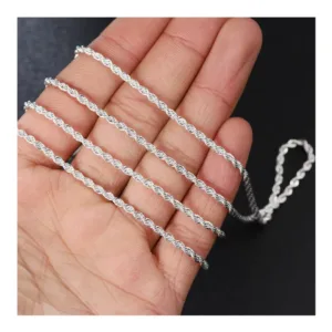 Cadena Plateada Acero Tourbillon 2 mm Mano