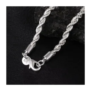 Cadena Tourbillon Acero Plateada 60 cm 4 mm Broche