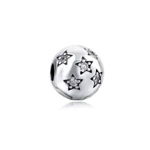 Charm Acero Con Broche Circular y Estrellas