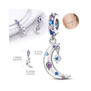 Charm Colgante Luna con Circones Medida