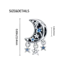 Charm Luna y Estrellas Colgantes con Circones Medidas
