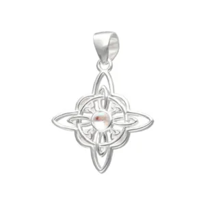 Colgante De Plata 925 Nudo de Brujas Piedra Luna