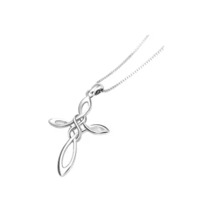 Collar De Plata 925 Con Colgante Cruz Nudo Celta Izquierda