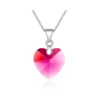 Collar De Plata 925 Corazón Cristal Rosa