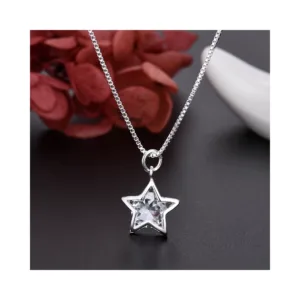 Collar De Plata Con Colgante De Estrella y Cristal Frontal