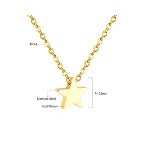 Collar con Colgante de Acero Estrella Dorado Medida