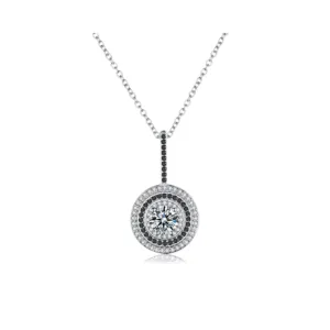 Collar de Acero Con Colgante Deslizante y Circones