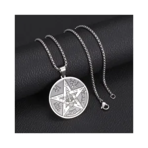 Collar de Acero con Colgante Tetragrammaton 60 cm Modelado