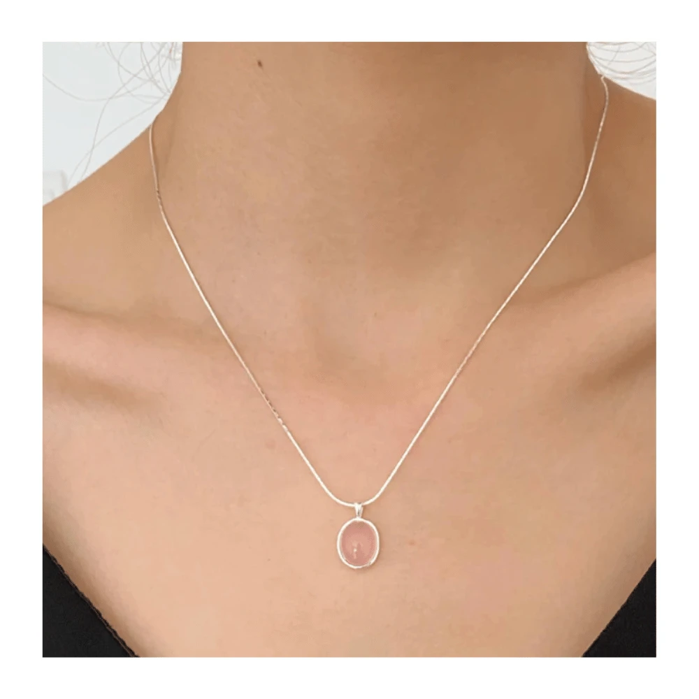 Collar-de-Plata-Con-Colgante-Piedra-Lunar-Cristal-Rosa-45-cm-Cuello Collar-de-Plata-Con-Colgante-Piedra-Lunar-Cristal-Rosa-45-cm-Cuello