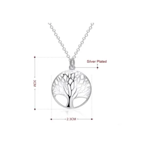 Conjunto De Plata Collar y Aros Árbol De La Vida Colgante medidas