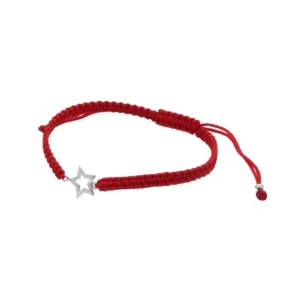 Pulsera De Macramé Roja Con Figura De Plata 925 Estrella