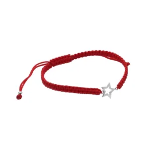 Pulsera De Macramé Roja Con Figura De Plata 925 Estrella Derecha