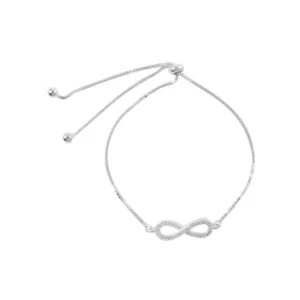 Pulsera De Plata 925 Ajustable Infinito Con Micro Circón