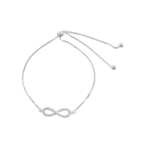 Pulsera De Plata 925 Ajustable Infinito Con Micro Circón Derecha