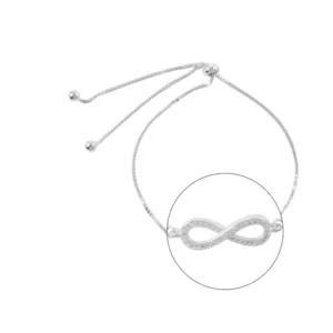 Pulsera De Plata 925 Ajustable Infinito Con Micro Circón Zoom