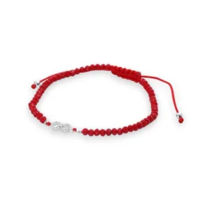 Pulsera de Macramé Rojo con Cristales e Infinito de Plata 925