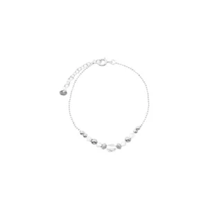 Pulsera de Plata Cadena Punto Bolas Satinadas Lisas con Cristales