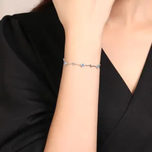 Pulsera Océano Con Circones Celeste Mano