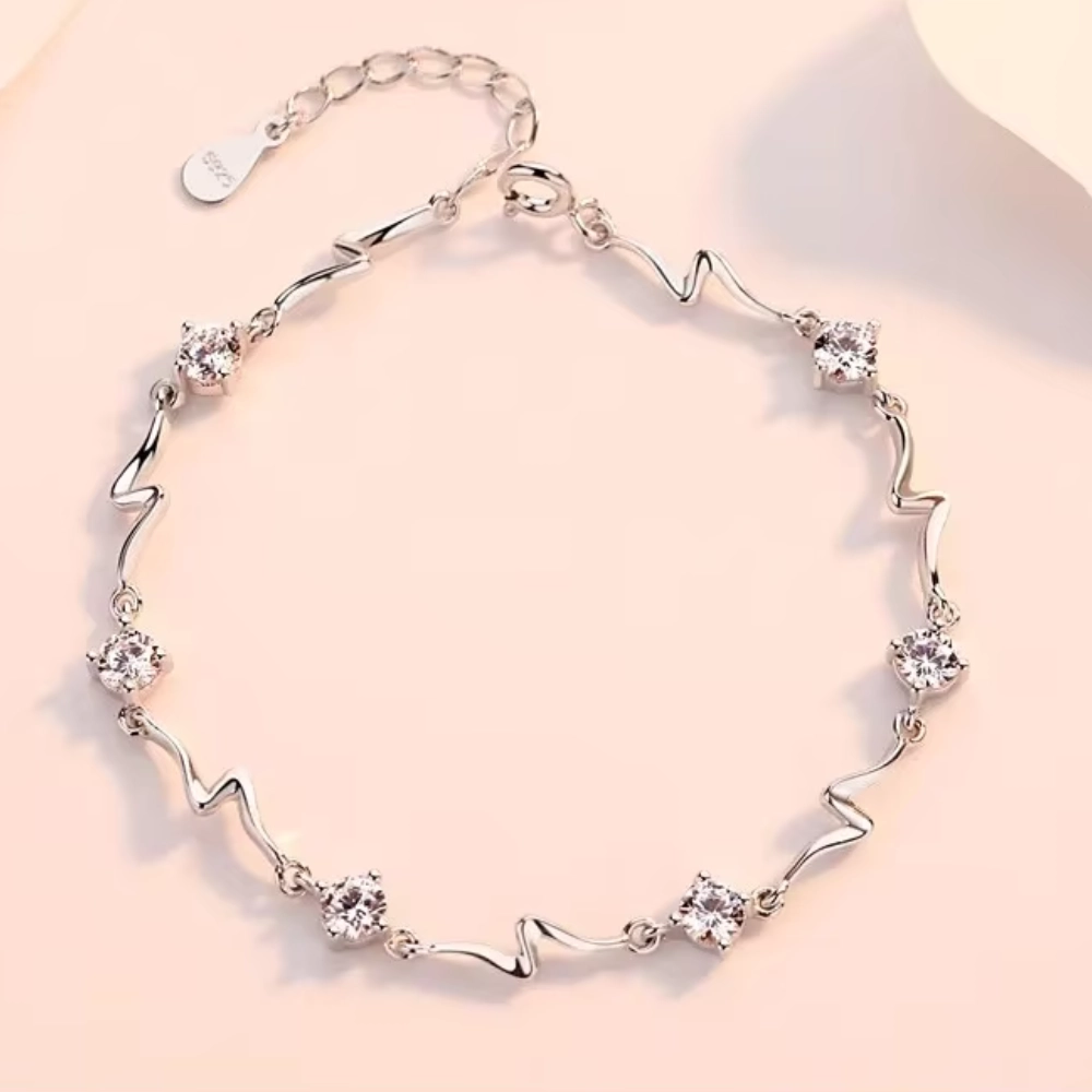 Pulsera Océano Con Circones Plateados Fondo Pulsera Océano Con Circones Plateados Fondo