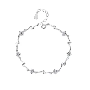 Pulsera Océano Con Circones Plateados Transparente