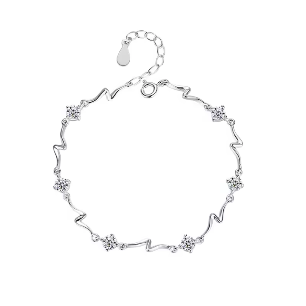 Pulsera Océano Con Circones Plateados Transparente Pulsera Océano Con Circones Plateados Transparente