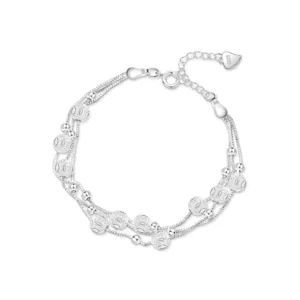 Pulsera Plateada Diseños Multicapa 17 cm