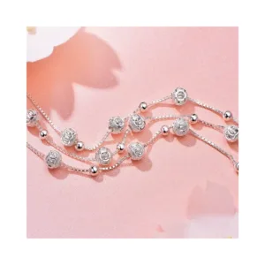 Pulsera Plateada Diseños Multicapa 17 cm Fondo