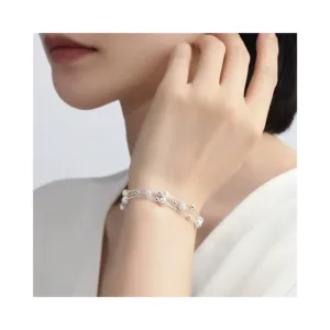 Pulsera Plateada Diseños Multicapa 17 cm Modelo