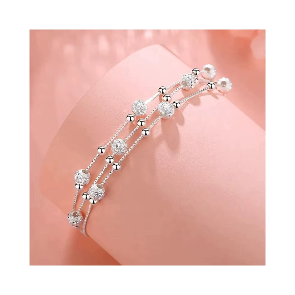 Pulsera Plateada Diseños Multicapa 17 cm Mostrador Pulsera Plateada Diseños Multicapa 17 cm Mostrador