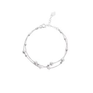 Pulsera Plateada Estrella Doble Cadena 17 cm