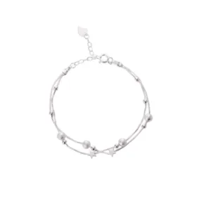 Pulsera Plateada Estrella Doble Cadena 17 cm Derecha