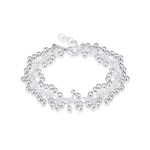 Pulsera Plateada Tipo Uvas Colgantes