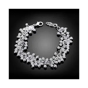 Pulsera Plateada Tipo Uvas Colgantes Fondo