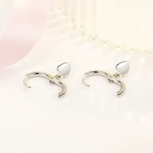 Aros Plata Argolla Colgante Corazon Abiertos