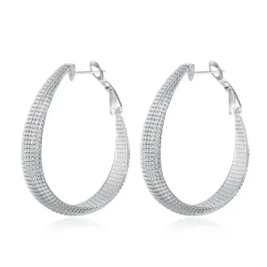 Aros Plata En U Facetado 40 mm