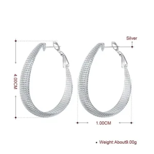 Aros Plata En U Facetado 40 mm Medidas