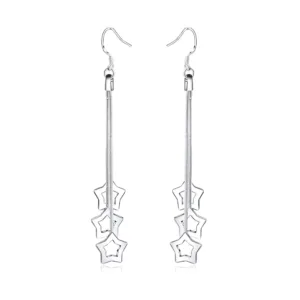 Aros Plata Pendientes Colgantes Estrellas