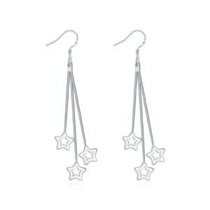 Aros Plata Pendientes Colgantes Estrellas Derecha