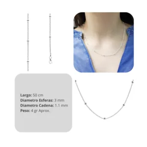 Cadena de Plata 925 Tourbillon con Esferas 50 cm Caracteristicas