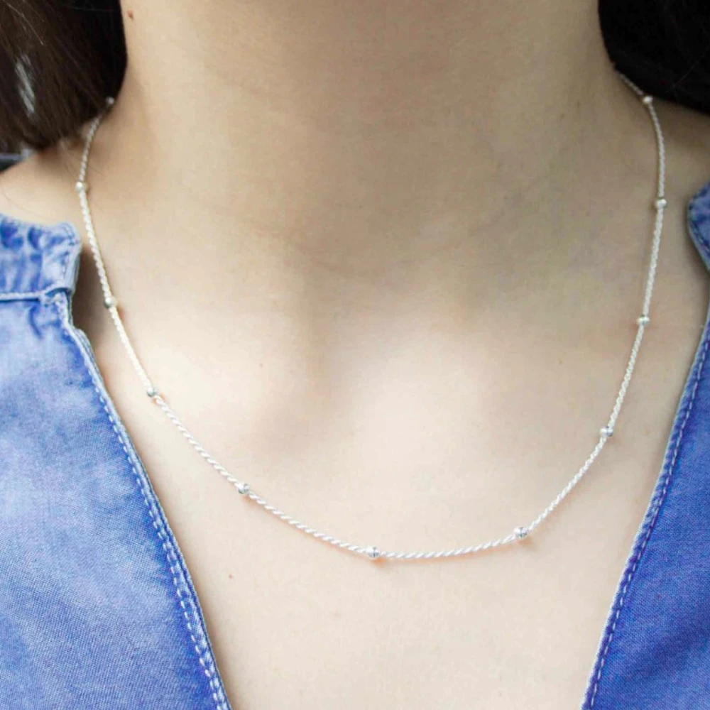 Cadena de Plata 925 Tourbillon con Esferas 50 cm Modelo Cadena de Plata 925 Tourbillon con Esferas 50 cm Modelo