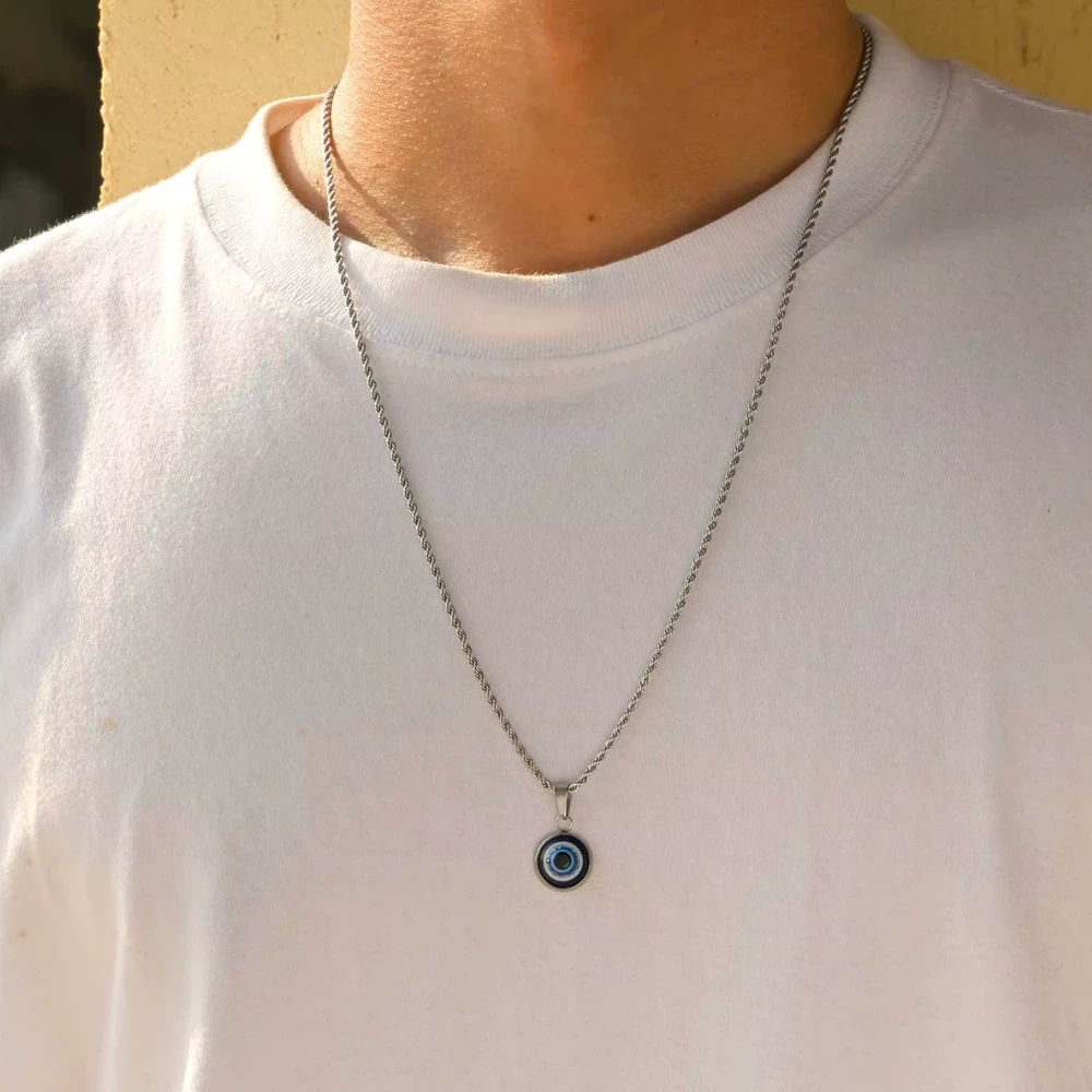 Collar Acero Tourbillon Con Amuleto Ojo Turco Modelo Collar Acero Tourbillon Con Amuleto Ojo Turco Modelo